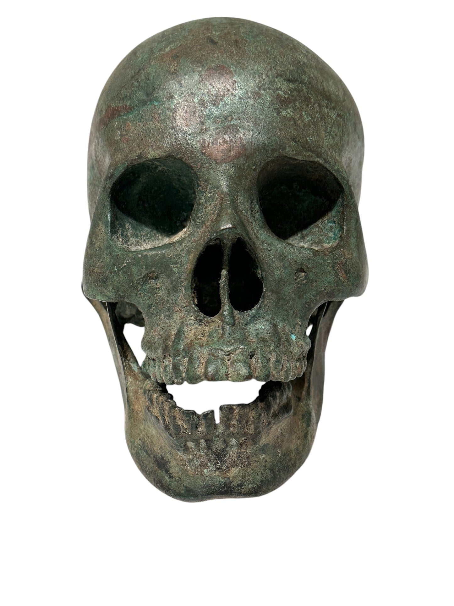 Life Size Bronze Skull with Articulated Jaw